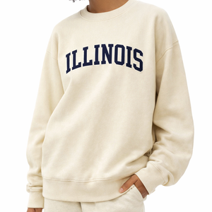 Illinois Crewneck Sweatshirt in Cream / Navy — lifestyle 2