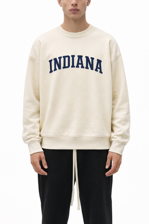 Indiana Crewneck Sweatshirt in Cream / Navy — lifestyle 1