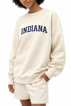 Indiana Crewneck Sweatshirt in Cream / Navy — lifestyle 2