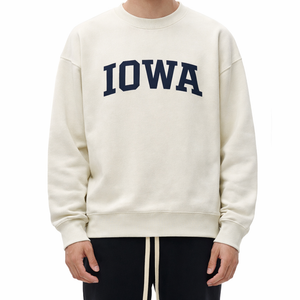 Iowa Crewneck Sweatshirt in Cream / Navy — lifestyle 1