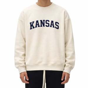Kansas Crewneck Sweatshirt in Cream / Navy — lifestyle 1