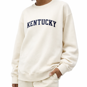 Kentucky Crewneck Sweatshirt in Cream / Navy — lifestyle 2