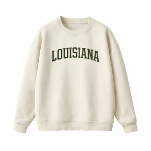 Louisiana Crewneck Sweatshirt in Cream / Forest Green