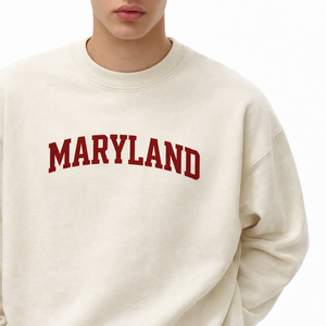 Maryland Crewneck Sweatshirt in Cream / Dull Red — lifestyle 1