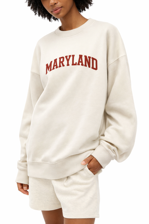 Maryland Crewneck Sweatshirt in Cream / Dull Red — lifestyle 2