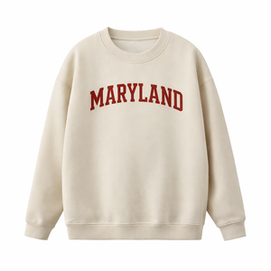Maryland Crewneck Sweatshirt in Cream / Dull Red