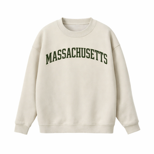Massachusetts Crewneck Sweatshirt in Cream / Forest Green