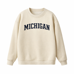 Michigan Crewneck Sweatshirt in Cream / Navy