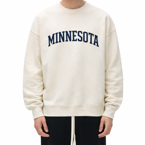 Minnesota Crewneck Sweatshirt in Cream / Royal Blue — lifestyle 1