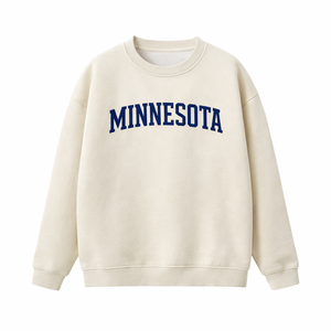 Minnesota Crewneck Sweatshirt in Cream / Royal Blue
