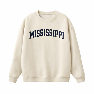 Mississippi Crewneck Sweatshirt in Cream / Navy