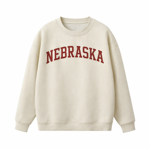 Nebraska Crewneck Sweatshirt in Cream / Dull Red