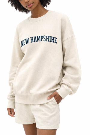 New Hampshire Crewneck Sweatshirt in Cream / Navy — lifestyle 2