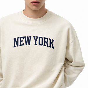 New York Crewneck Sweatshirt in Cream / Navy — lifestyle 1