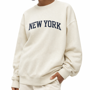 New York Crewneck Sweatshirt in Cream / Navy — lifestyle 2