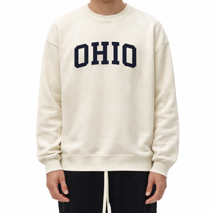 Ohio Crewneck Sweatshirt in Cream / Navy — lifestyle 1