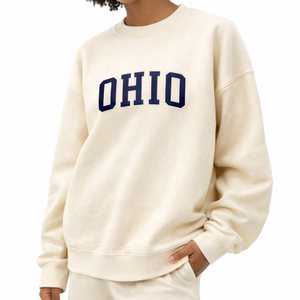 Ohio Crewneck Sweatshirt in Cream / Navy — lifestyle 2