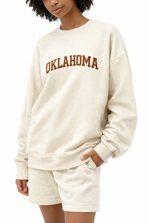 Oklahoma Crewneck Sweatshirt in Cream / Brown — lifestyle 2