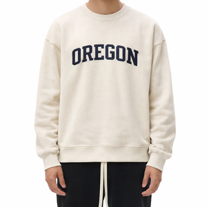 Oregon Crewneck Sweatshirt in Cream / Navy — lifestyle 1