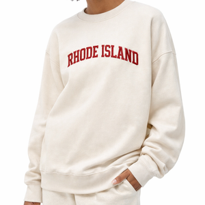 Rhode Island Crewneck Sweatshirt in Cream / Dull Red — lifestyle 2