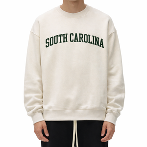 South Carolina Crewneck Sweatshirt in Cream / Forest Green — lifestyle 1