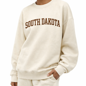 South Dakota Crewneck Sweatshirt in Cream / Brown — lifestyle 2