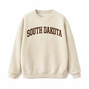 South Dakota Crewneck Sweatshirt in Cream / Brown