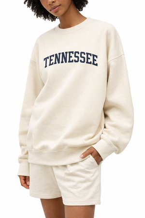 Tennessee Crewneck Sweatshirt in Cream / Navy — lifestyle 2