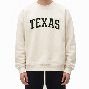 Texas Crewneck Sweatshirt in Cream / Forest Green — lifestyle 1