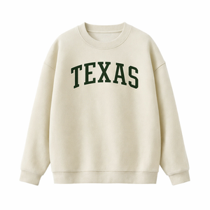 Texas Crewneck Sweatshirt in Cream / Forest Green