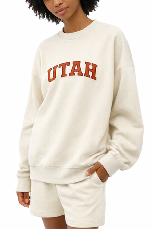 Utah Crewneck Sweatshirt in Cream / Rust — lifestyle 2