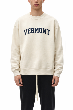 Vermont Crewneck Sweatshirt in Cream / Navy — lifestyle 1