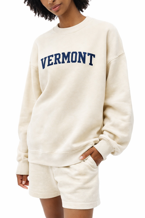 Vermont Crewneck Sweatshirt in Cream / Navy — lifestyle 2