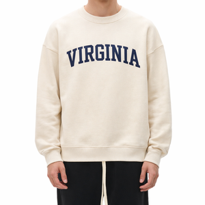 Virginia Crewneck Sweatshirt in Cream / Navy — lifestyle 1