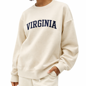 Virginia Crewneck Sweatshirt in Cream / Navy — lifestyle 2