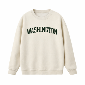 Washington Crewneck Sweatshirt in Cream / Forest Green