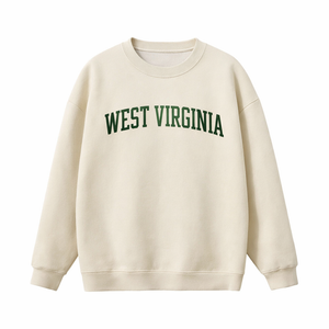 West Virginia Crewneck Sweatshirt in Cream / Forest Green