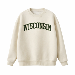 Wisconsin Crewneck Sweatshirt in Cream / Forest Green