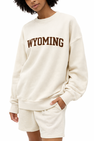 Wyoming Crewneck Sweatshirt in Cream / Brown — lifestyle 2