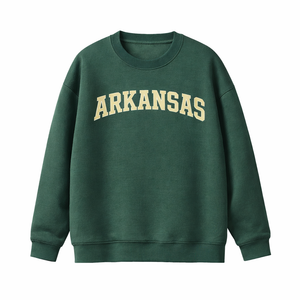 Arkansas Crewneck Sweatshirt in Forest Green / Cream