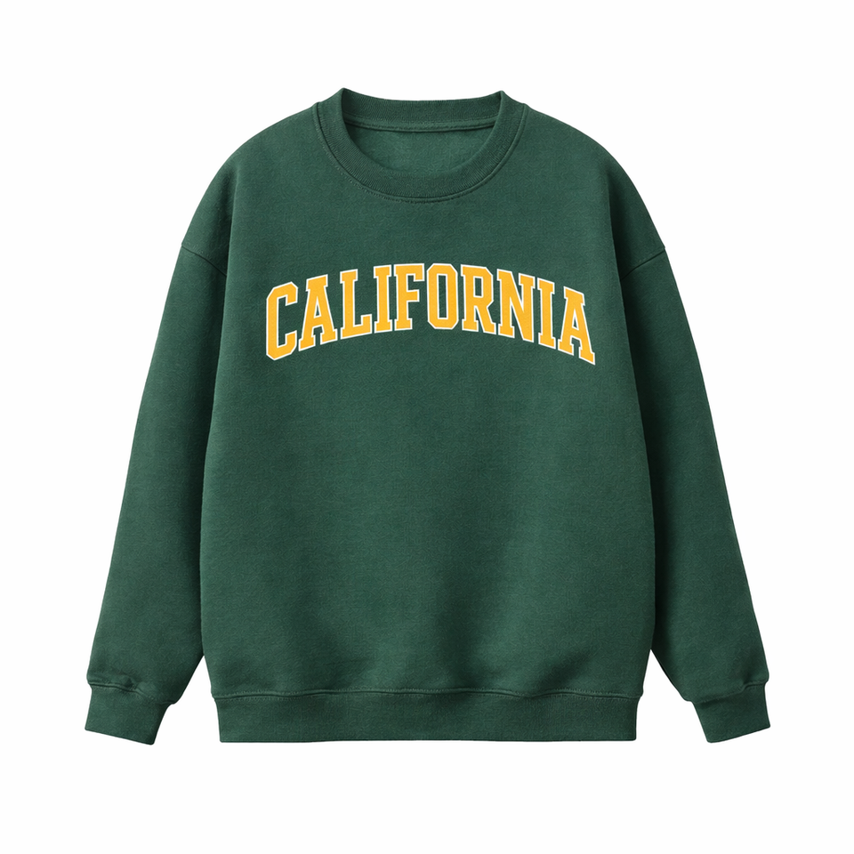 California Crewneck Sweatshirt in Forest Green / Gold