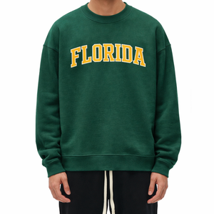 Florida Crewneck Sweatshirt in Forest Green / Sand — lifestyle 1