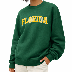 Florida Crewneck Sweatshirt in Forest Green / Sand — lifestyle 2