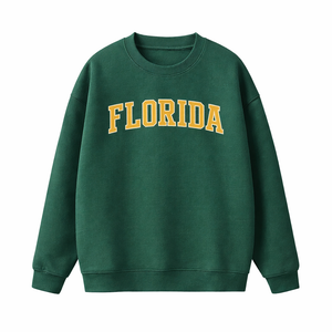 Florida Crewneck Sweatshirt in Forest Green / Sand