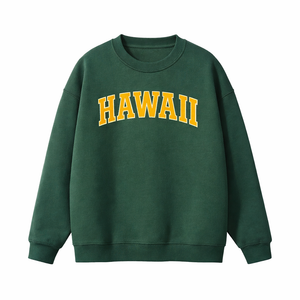 Hawaii Crewneck Sweatshirt in Forest Green / Sand
