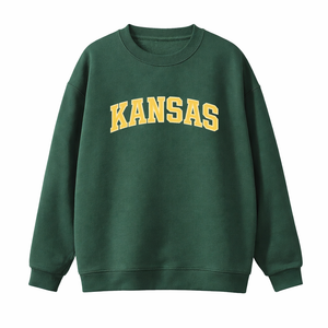 Kansas Crewneck Sweatshirt in Forest Green / Cream