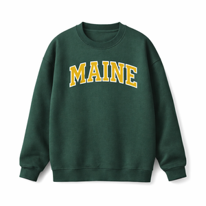 Maine Crewneck Sweatshirt in Forest Green / Gold