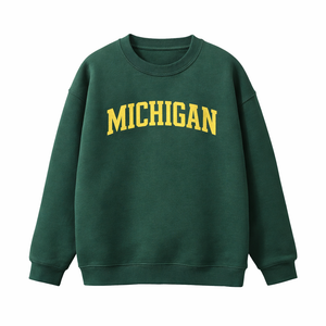 Michigan Crewneck Sweatshirt in Forest Green / Cream