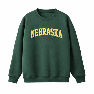 Nebraska Crewneck Sweatshirt in Forest Green / Cream