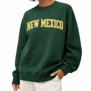 New Mexico Crewneck Sweatshirt in Forest Green / Gold — lifestyle 2